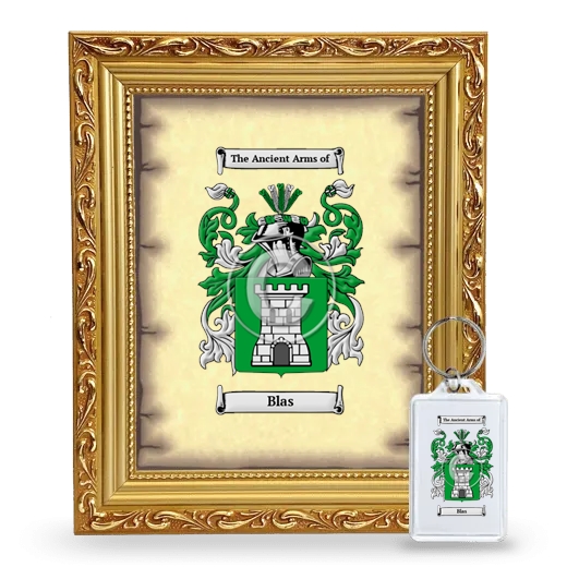Blas Framed Coat of Arms and Keychain - Gold