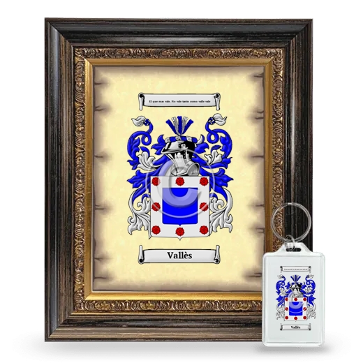 Vallès Framed Coat of Arms and Keychain - Heirloom