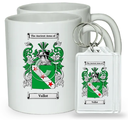 Vallot Pair of Coffee Mugs and Pair of Keychains