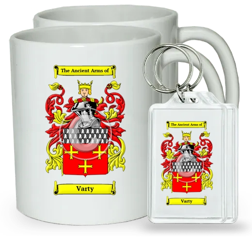 Varty Pair of Coffee Mugs and Pair of Keychains