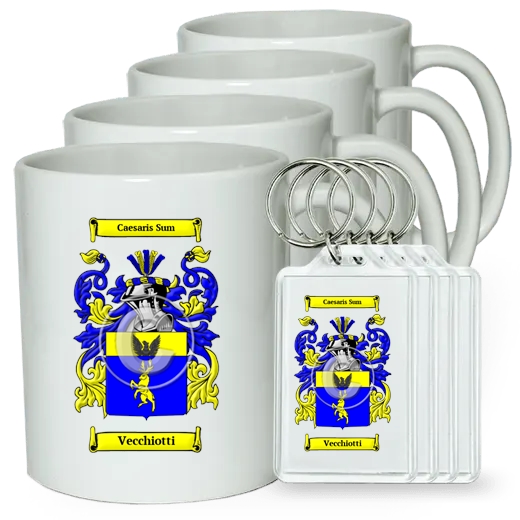 Vecchiotti Set of 4 Coffee Mugs and Keychains