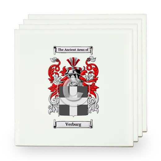 Verburg Set of Four Small Tiles with Coat of Arms