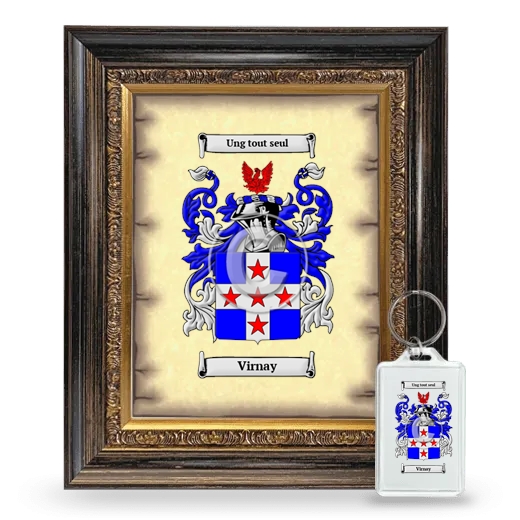 Virnay Framed Coat of Arms and Keychain - Heirloom