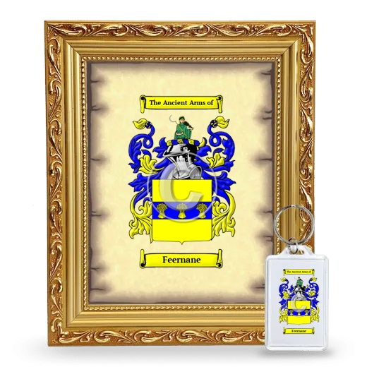 Feernane Framed Coat of Arms and Keychain - Gold