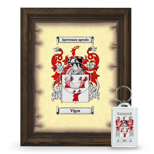 Vigor Framed Coat of Arms and Keychain - Brown