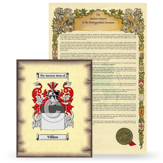 Villian Coat of Arms and Surname History Package