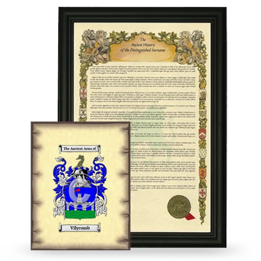 Vilycomb Framed History and Coat of Arms Print - Black