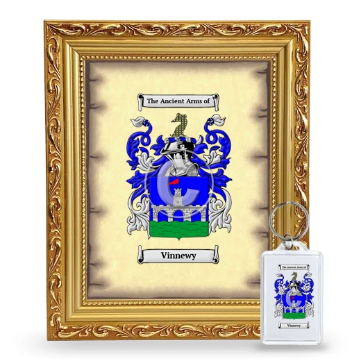 Vinnewy Framed Coat of Arms and Keychain - Gold