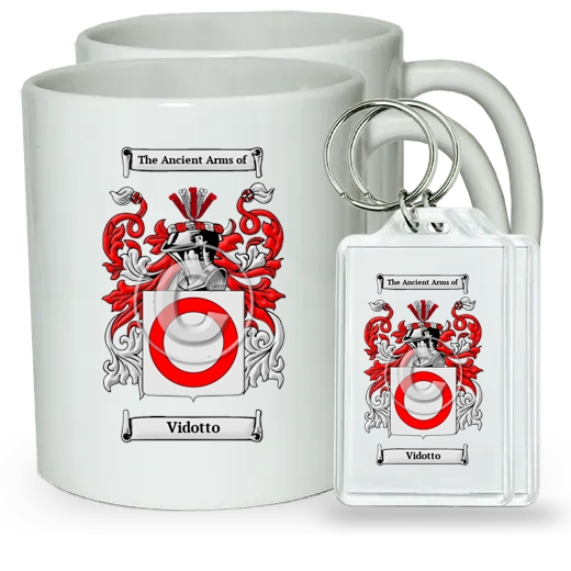 Vidotto Pair of Coffee Mugs and Pair of Keychains