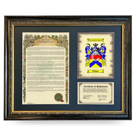 Pithian Framed Surname History and Coat of Arms- Heirloom
