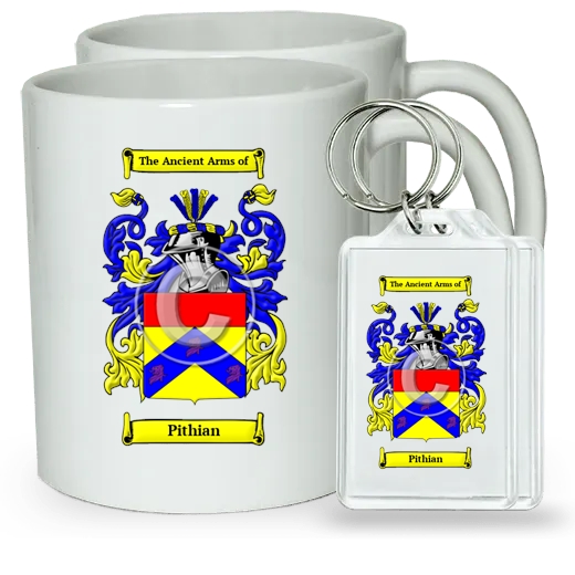 Pithian Pair of Coffee Mugs and Pair of Keychains