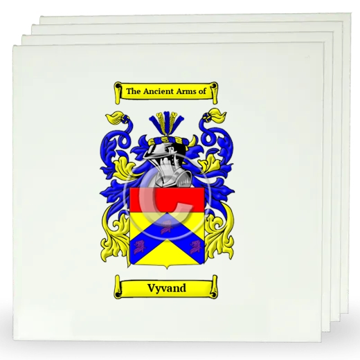 Vyvand Set of Four Large Tiles with Coat of Arms