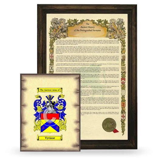 Vyviane Framed History and Coat of Arms Print - Brown