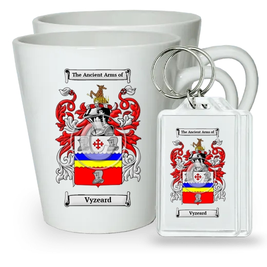 Vyzeard Pair of Latte Mugs and Pair of Keychains