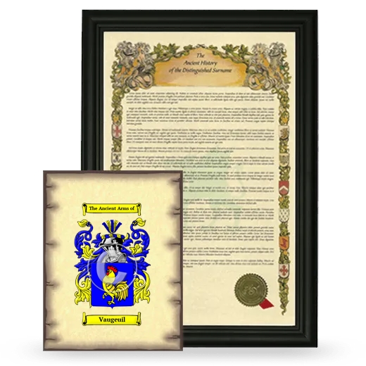 Vaugeuil Framed History and Coat of Arms Print - Black