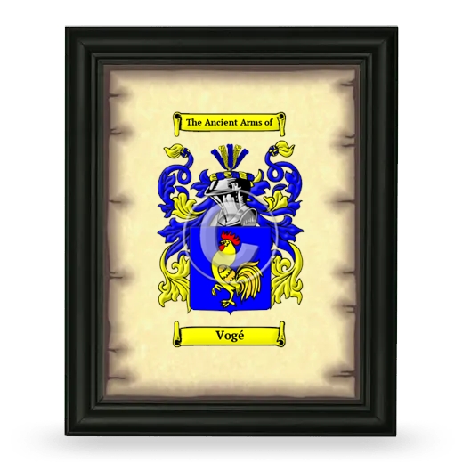 Vogé Coat of Arms Framed - Black