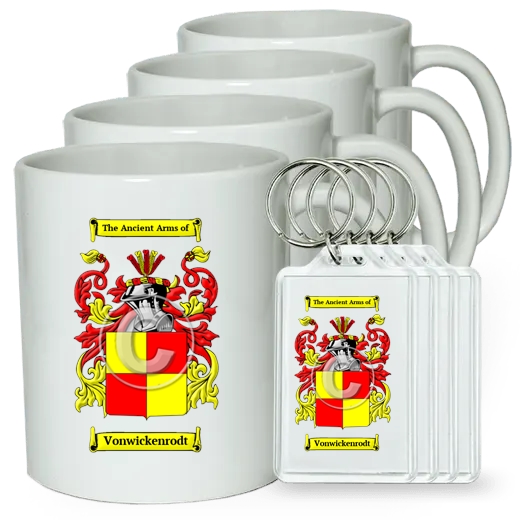Vonwickenrodt Set of 4 Coffee Mugs and Keychains