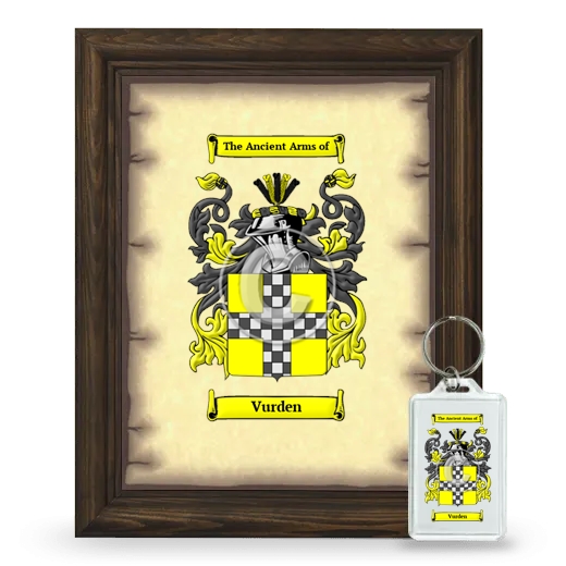 Vurden Framed Coat of Arms and Keychain - Brown