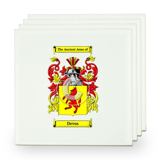 Devos Set of Four Small Tiles with Coat of Arms