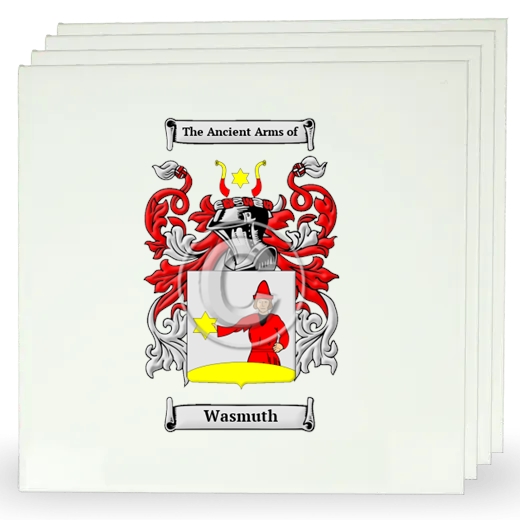 Wasmuth Set of Four Large Tiles with Coat of Arms