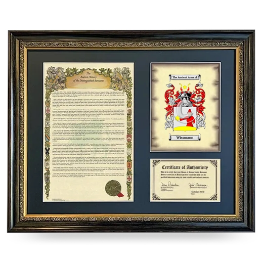 Wissmann Framed Surname History and Coat of Arms- Heirloom