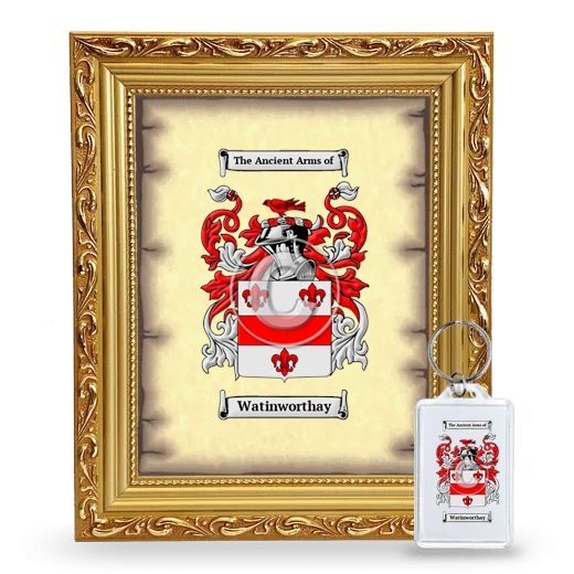 Watinworthay Framed Coat of Arms and Keychain - Gold