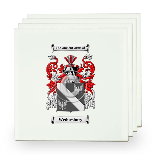 Wednesbury Set of Four Small Tiles with Coat of Arms