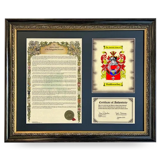 Waddsworthey Framed Surname History and Coat of Arms- Heirloom