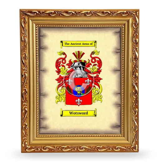 Wotsword Coat of Arms Framed - Gold