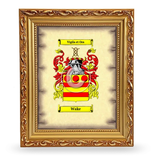 Wake Coat of Arms Framed - Gold