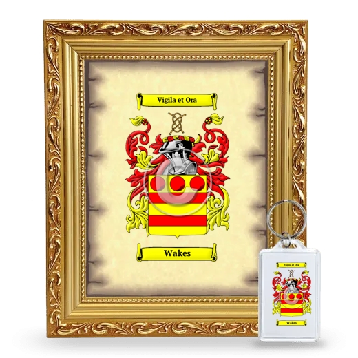 Wakes Framed Coat of Arms and Keychain - Gold