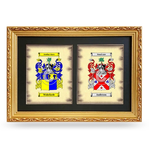 Double Coat of Arms Framed - Gold