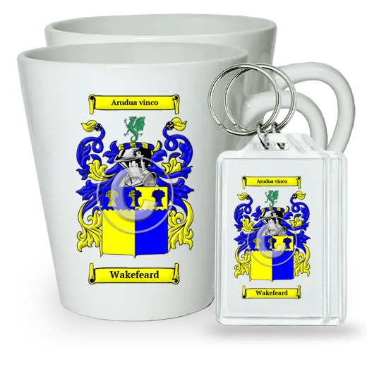 Wakefeard Pair of Latte Mugs and Pair of Keychains