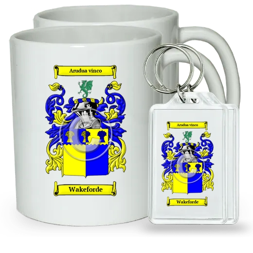 Wakeforde Pair of Coffee Mugs and Pair of Keychains