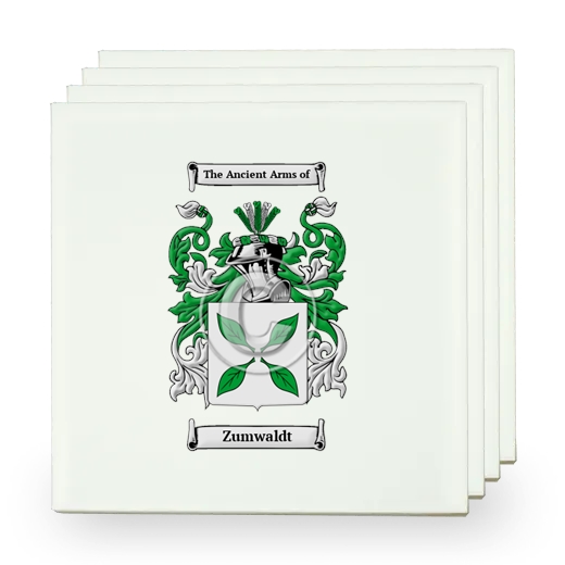 Zumwaldt Set of Four Small Tiles with Coat of Arms