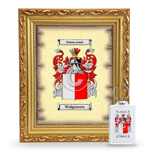 Wolgreaves Framed Coat of Arms and Keychain - Gold