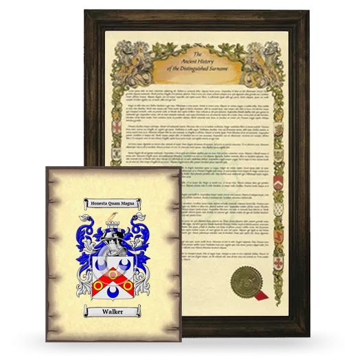 Walker Framed History and Coat of Arms Print - Brown