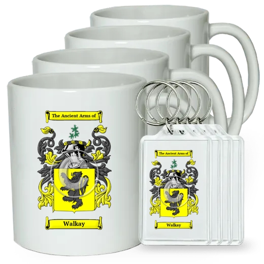 Walkay Set of 4 Coffee Mugs and Keychains