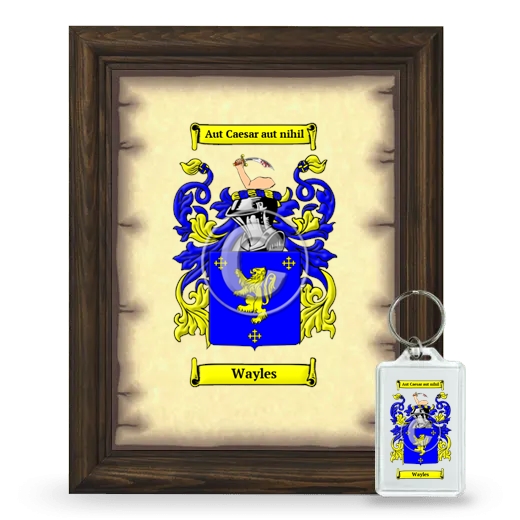 Wayles Framed Coat of Arms and Keychain - Brown