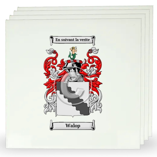 Walop Set of Four Large Tiles with Coat of Arms