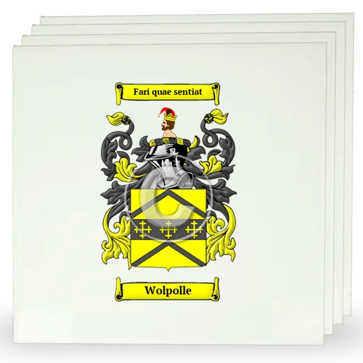 Wolpolle Set of Four Large Tiles with Coat of Arms