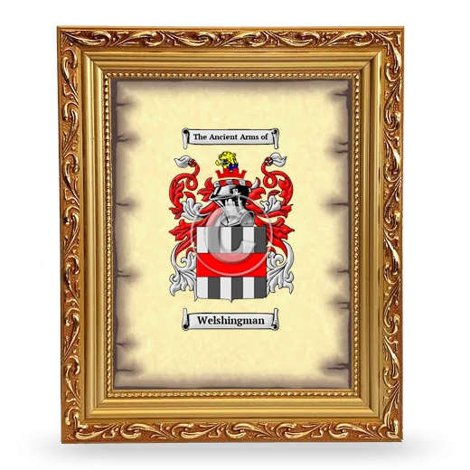 Welshingman Coat of Arms Framed - Gold