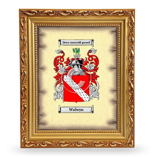 Walwyn Coat of Arms Framed - Gold