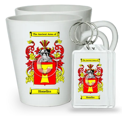 Honeliss Pair of Latte Mugs and Pair of Keychains