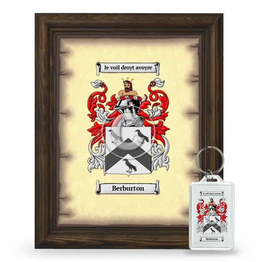 Berburton Framed Coat of Arms and Keychain - Brown
