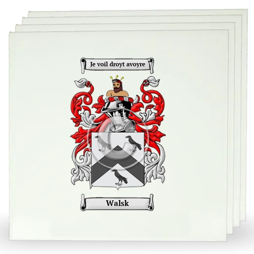 Walsk Set of Four Large Tiles with Coat of Arms