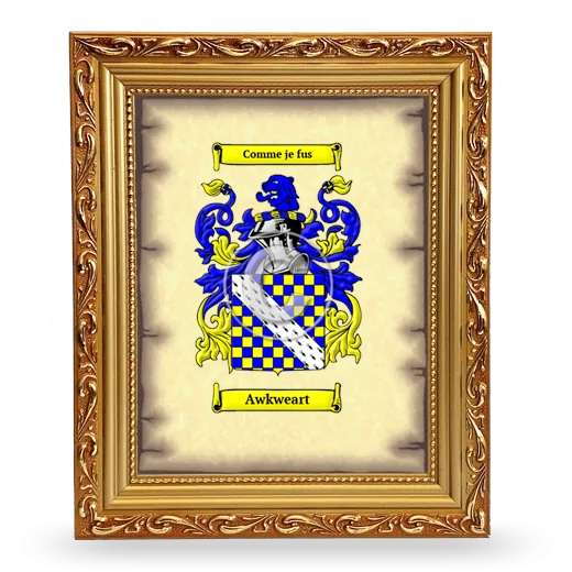 Awkweart Coat of Arms Framed - Gold