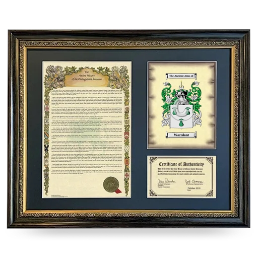 Warrdant Framed Surname History and Coat of Arms- Heirloom