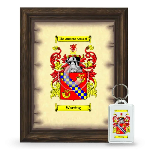 Warring Framed Coat of Arms and Keychain - Brown