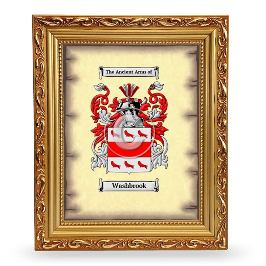 Washbrook Coat of Arms Framed - Gold